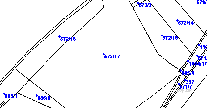Parcela st. 572/17 v KÚ Dolejší Kunčice, Katastrální mapa