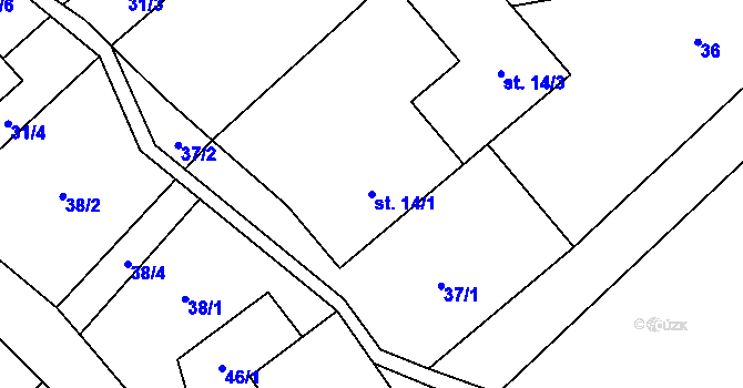 Parcela st. 14/1 v KÚ Moravské Vlkovice, Katastrální mapa