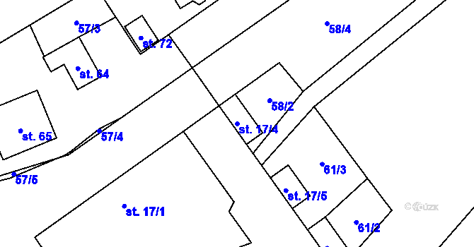 Parcela st. 17/4 v KÚ Moravské Vlkovice, Katastrální mapa