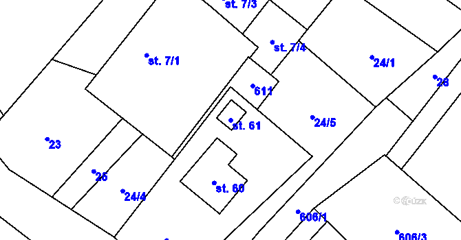 Parcela st. 61 v KÚ Moravské Vlkovice, Katastrální mapa