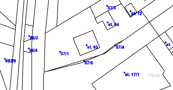 Parcela st. 65 v KÚ Moravské Vlkovice, Katastrální mapa