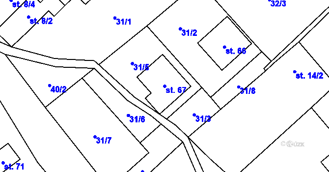 Parcela st. 67 v KÚ Moravské Vlkovice, Katastrální mapa