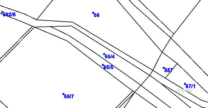 Parcela st. 65/4 v KÚ Moravské Vlkovice, Katastrální mapa
