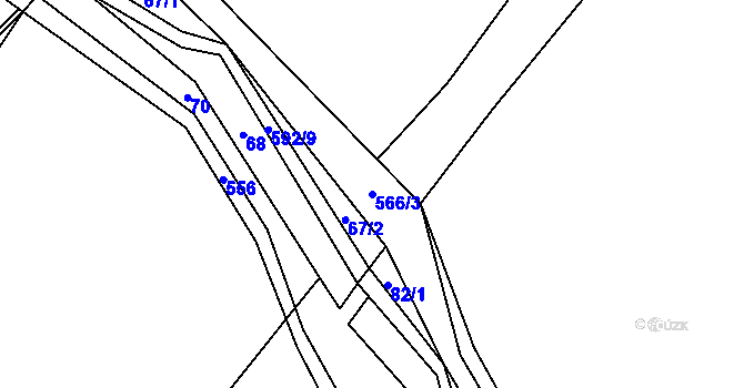 Parcela st. 566/3 v KÚ Moravské Vlkovice, Katastrální mapa