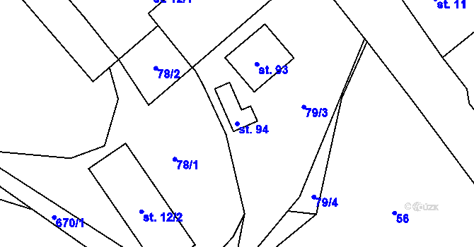 Parcela st. 94 v KÚ Slezské Vlkovice, Katastrální mapa