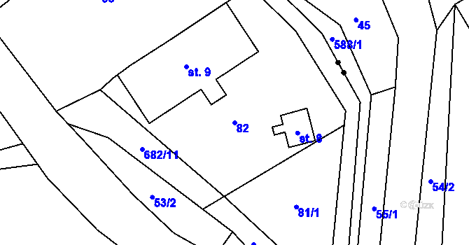 Parcela st. 82 v KÚ Slezské Vlkovice, Katastrální mapa