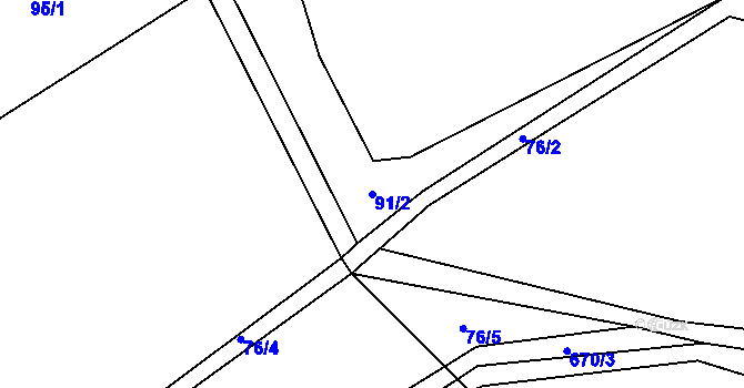 Parcela st. 91/2 v KÚ Slezské Vlkovice, Katastrální mapa