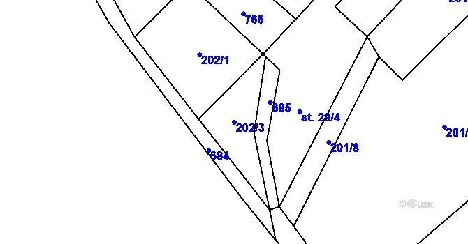 Parcela st. 202/3 v KÚ Slezské Vlkovice, Katastrální mapa