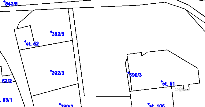 Parcela st. 392/1 v KÚ Slezské Vlkovice, Katastrální mapa