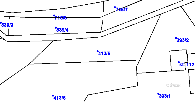 Parcela st. 413/6 v KÚ Slezské Vlkovice, Katastrální mapa