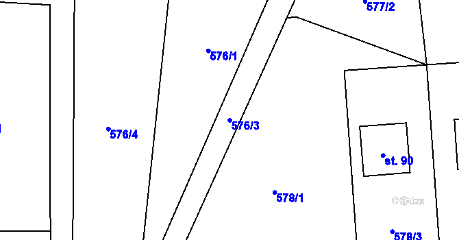 Parcela st. 576/3 v KÚ Slezské Vlkovice, Katastrální mapa