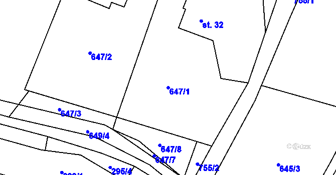 Parcela st. 647/1 v KÚ Slezské Vlkovice, Katastrální mapa