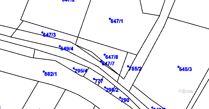 Parcela st. 647/8 v KÚ Slezské Vlkovice, Katastrální mapa