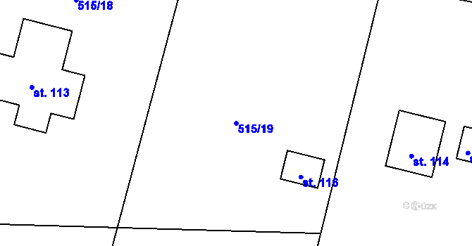 Parcela st. 515/19 v KÚ Slezské Vlkovice, Katastrální mapa