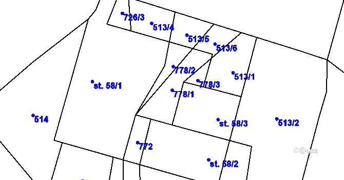 Parcela st. 778/1 v KÚ Slezské Vlkovice, Katastrální mapa