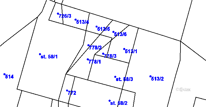 Parcela st. 778/3 v KÚ Slezské Vlkovice, Katastrální mapa