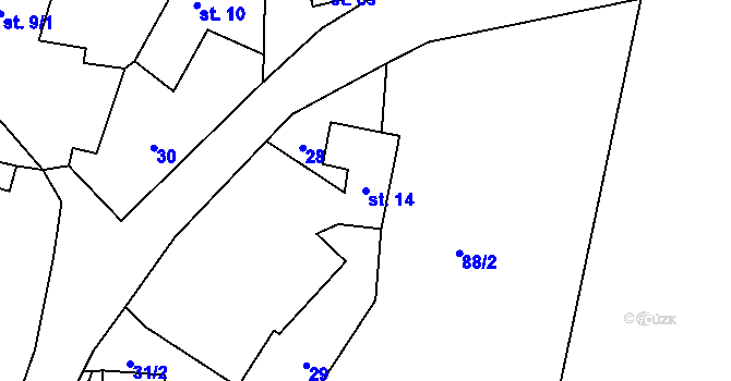 Parcela st. 14 v KÚ Střítež u Milevska, Katastrální mapa
