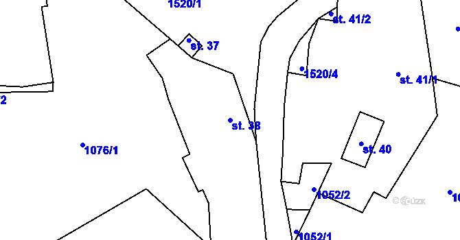 Parcela st. 38 v KÚ Střítež u Milevska, Katastrální mapa