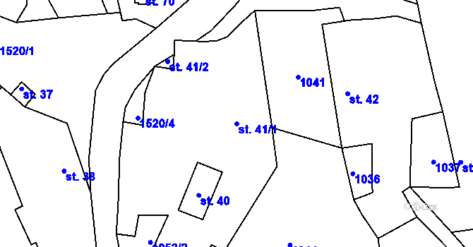 Parcela st. 41/1 v KÚ Střítež u Milevska, Katastrální mapa