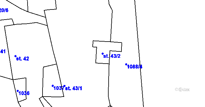 Parcela st. 43/2 v KÚ Střítež u Milevska, Katastrální mapa