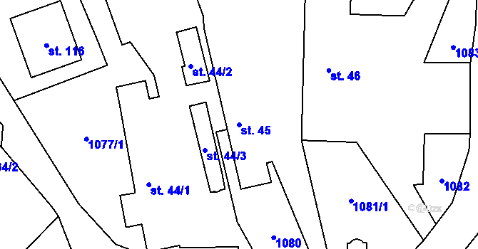 Parcela st. 45 v KÚ Střítež u Milevska, Katastrální mapa