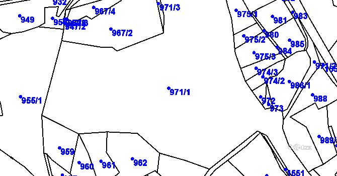 Parcela st. 971/1 v KÚ Střítež u Milevska, Katastrální mapa