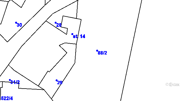 Parcela st. 88/2 v KÚ Střítež u Milevska, Katastrální mapa