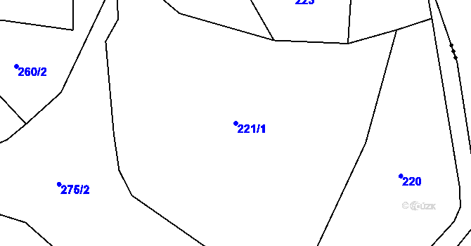 Parcela st. 221/1 v KÚ Střítež u Milevska, Katastrální mapa