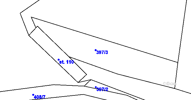 Parcela st. 397/3 v KÚ Střítež u Milevska, Katastrální mapa