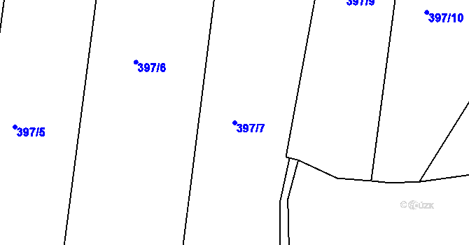 Parcela st. 397/7 v KÚ Střítež u Milevska, Katastrální mapa