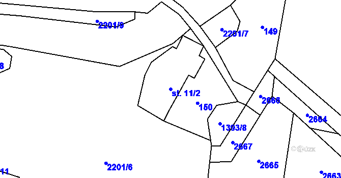 Parcela st. 11/2 v KÚ Vnorovice, Katastrální mapa