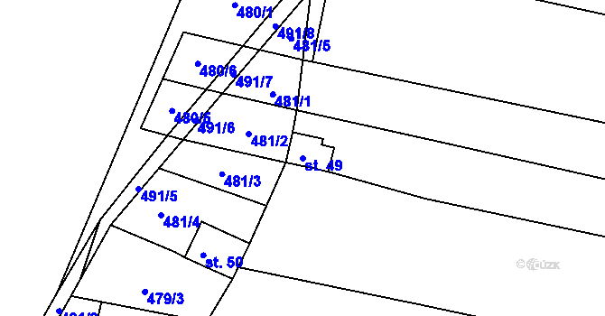Parcela st. 49 v KÚ Vnorovice, Katastrální mapa
