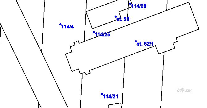 Parcela st. 62/3 v KÚ Vnorovice, Katastrální mapa