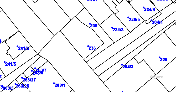 Parcela st. 236 v KÚ Lidéřovice na Moravě, Katastrální mapa