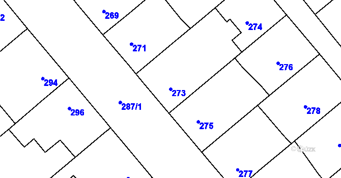 Parcela st. 273 v KÚ Lidéřovice na Moravě, Katastrální mapa