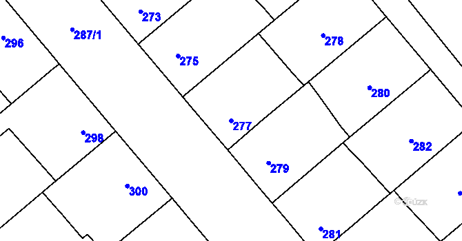 Parcela st. 277 v KÚ Lidéřovice na Moravě, Katastrální mapa