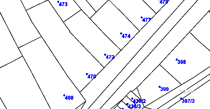 Parcela st. 472 v KÚ Lidéřovice na Moravě, Katastrální mapa