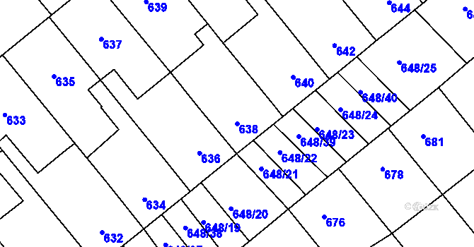 Parcela st. 638 v KÚ Lidéřovice na Moravě, Katastrální mapa