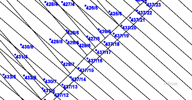 Parcela st. 437/17 v KÚ Lidéřovice na Moravě, Katastrální mapa