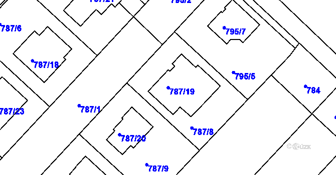 Parcela st. 787/19 v KÚ Vnorovy, Katastrální mapa