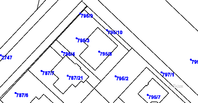 Parcela st. 795/8 v KÚ Vnorovy, Katastrální mapa