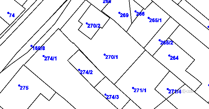 Parcela st. 270/1 v KÚ Vnorovy, Katastrální mapa