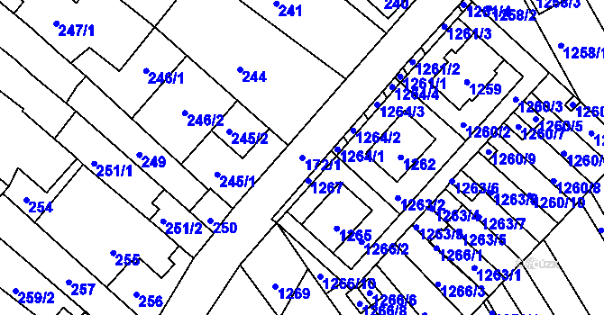 Parcela st. 172/1 v KÚ Vnorovy, Katastrální mapa