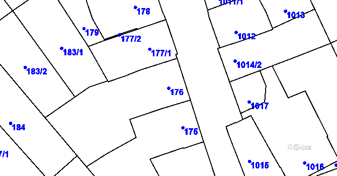 Parcela st. 176 v KÚ Vnorovy, Katastrální mapa