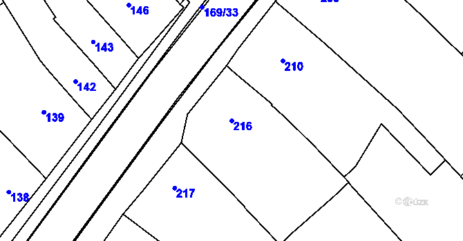 Parcela st. 216 v KÚ Vnorovy, Katastrální mapa