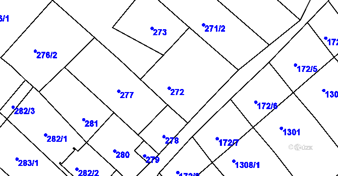 Parcela st. 272 v KÚ Vnorovy, Katastrální mapa