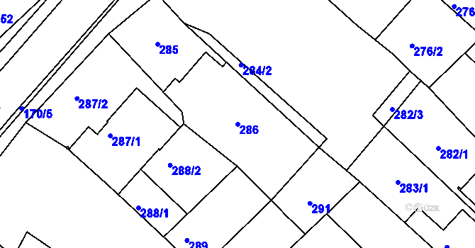 Parcela st. 286 v KÚ Vnorovy, Katastrální mapa