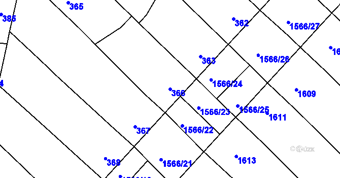 Parcela st. 366 v KÚ Vnorovy, Katastrální mapa