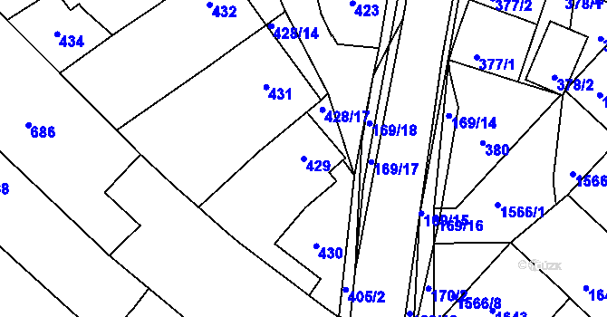 Parcela st. 429 v KÚ Vnorovy, Katastrální mapa