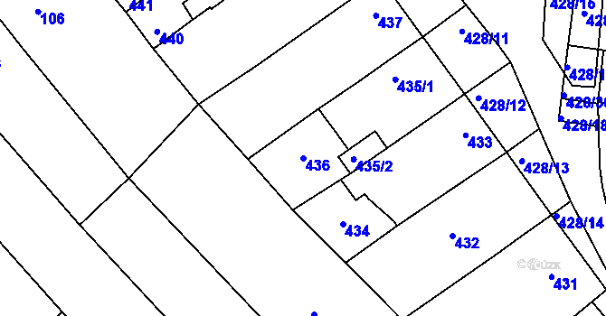 Parcela st. 436 v KÚ Vnorovy, Katastrální mapa